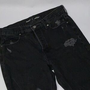 Old Navy Button Fly Distressed Black Jeans, Size 12